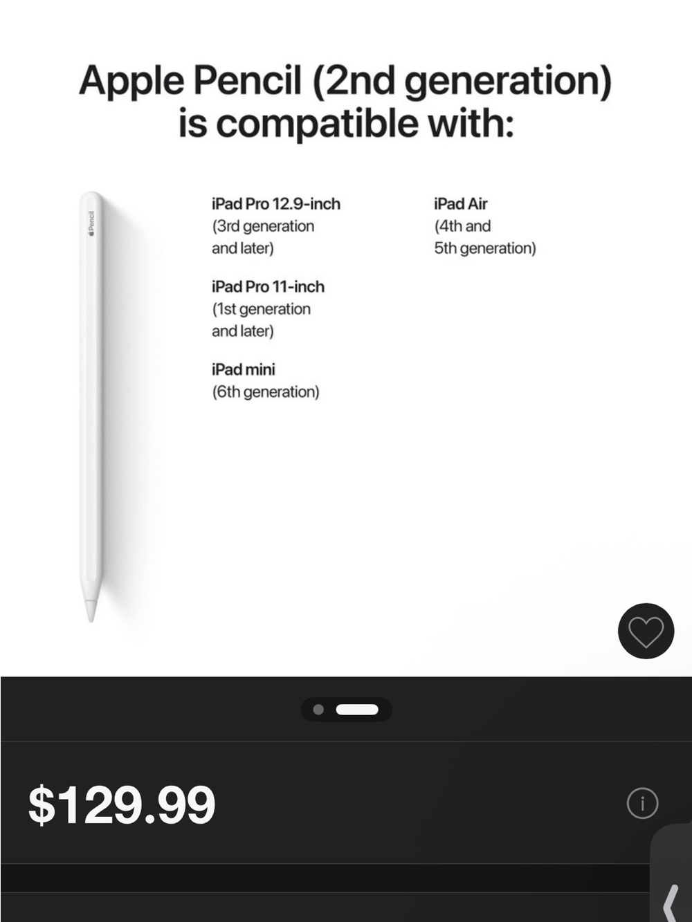 Apple Pencil (2nd Generation) - White Precision Stylus